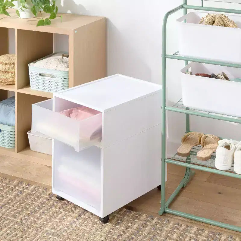Cassetto contenitore stretto e corto – Bianco
