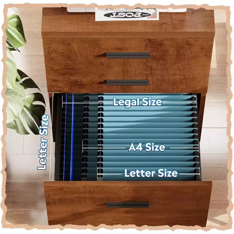 Cassettiera Classificatore a 3 Cassetti con Ruote e Piano in Legno – Contenitore Sotto Scrivania con Ruote