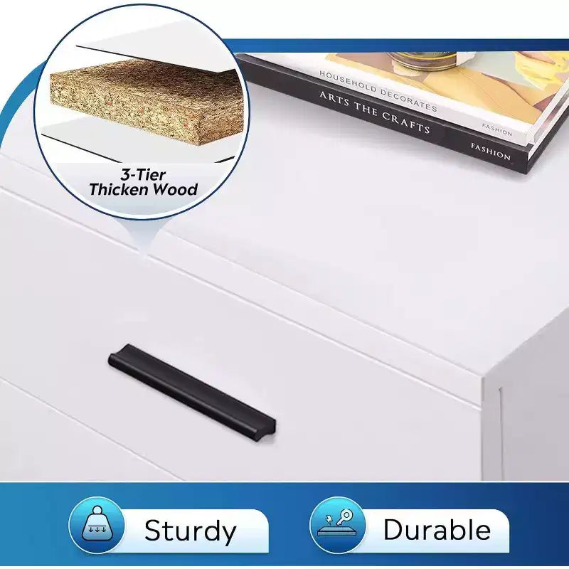 Cassettiera Classificatore a 3 Cassetti con Ruote e Piano in Legno – Contenitore Sotto Scrivania con Ruote