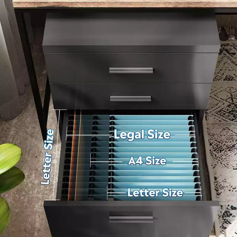 Cassettiera Classificatore a 3 Cassetti con Ruote e Piano in Legno – Contenitore Sotto Scrivania con Ruote