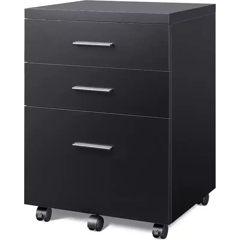DEXYLLO 3 Drawer File Cabinet for Home Office, Wood Under Desk Filing Cabinet, Rolling Printer Stand with Wheels