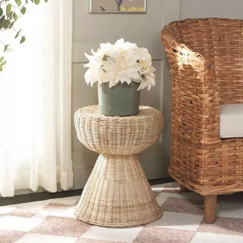 Sgabello d'appoggio in rattan - Finitura naturale