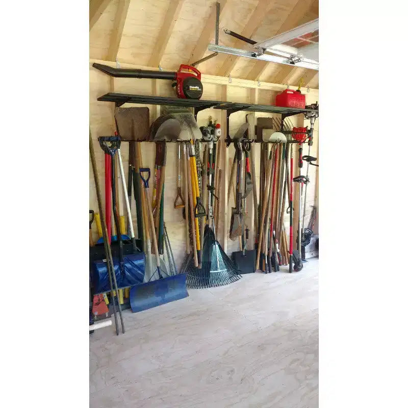 Sistema di stoccaggio attrezzi da parete regolabile con ripiano – Portata 136 kg