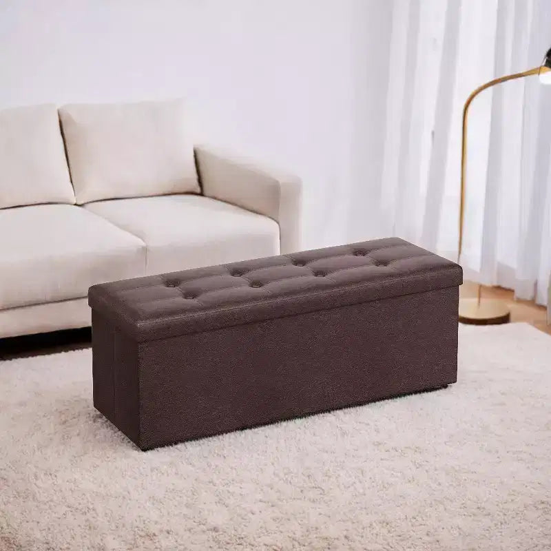 Panca Contenitore Pieghevole da 109 cm con Coperchio