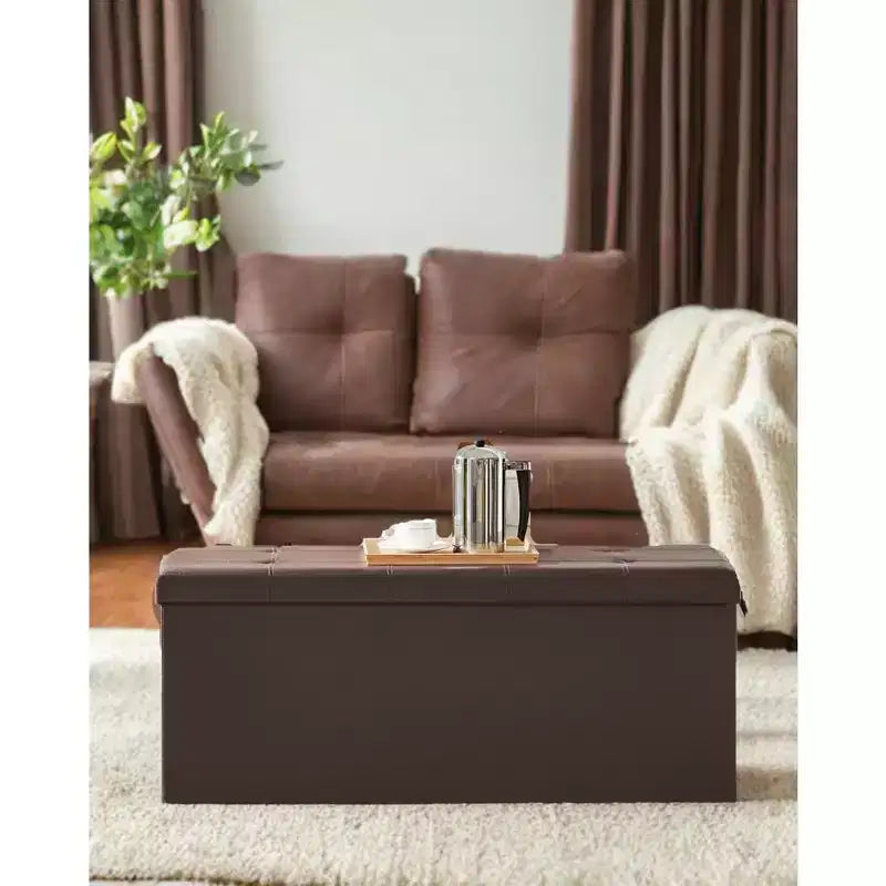 Panca Contenitore Pieghevole da 109 cm con Coperchio