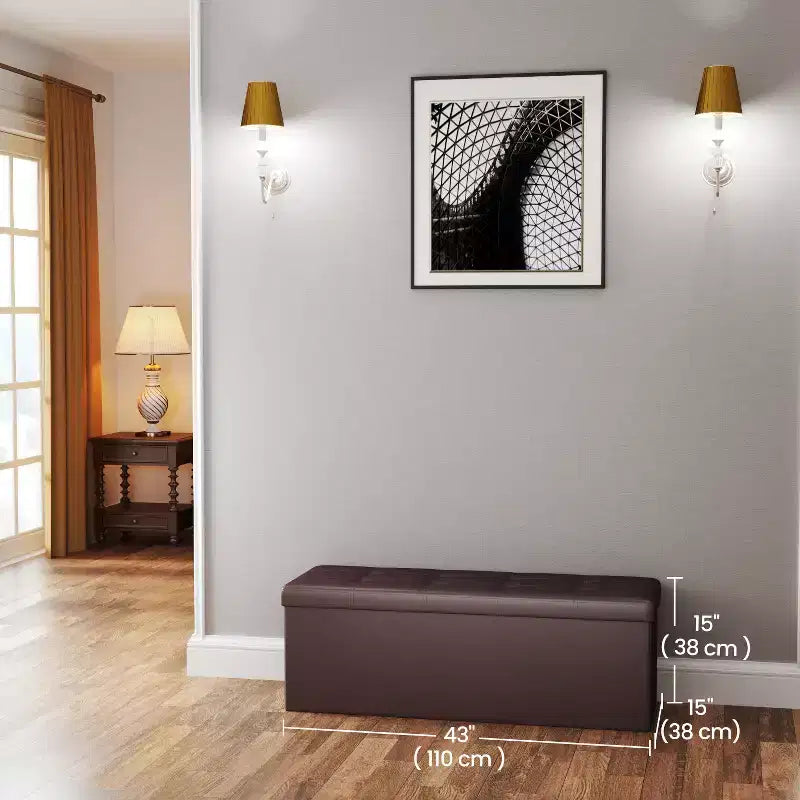 Panca Contenitore Pieghevole da 109 cm con Coperchio