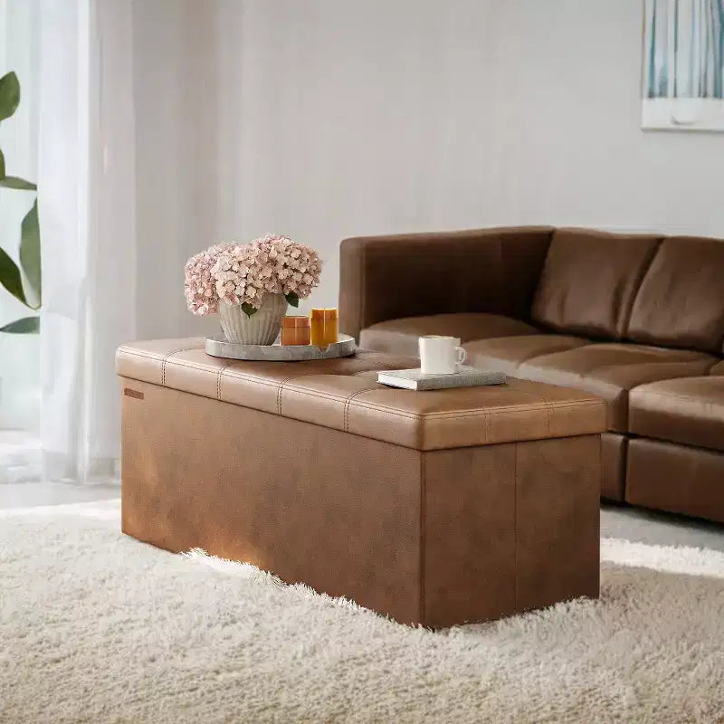 Panca Contenitore Pieghevole da 109 cm con Coperchio