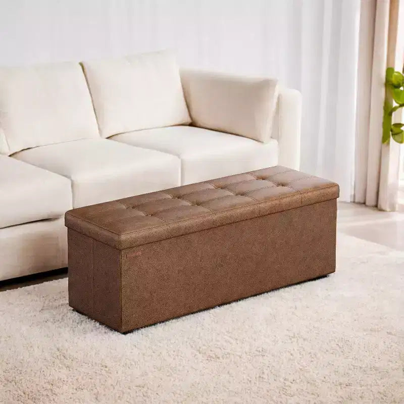 Panca Contenitore Pieghevole da 109 cm con Coperchio