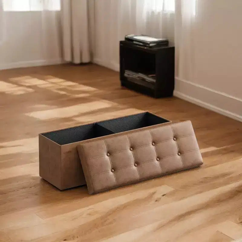 Panca Contenitore Pieghevole da 109 cm con Coperchio