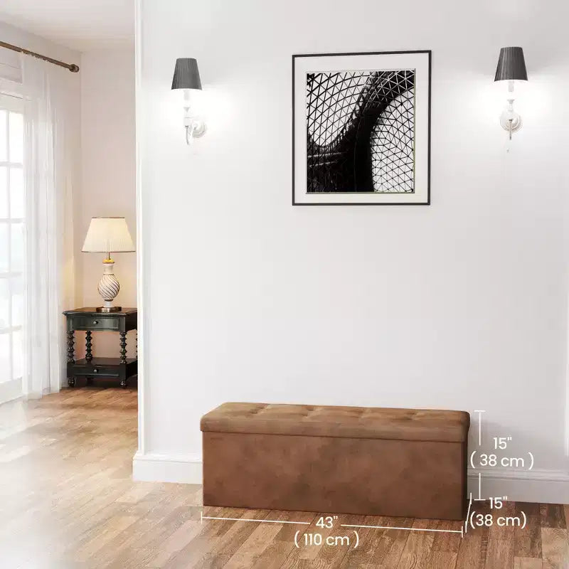 Panca Contenitore Pieghevole da 109 cm con Coperchio