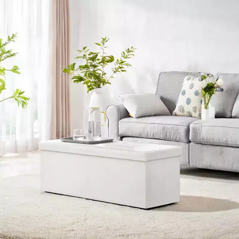 Panca Contenitore Pieghevole da 109 cm con Coperchio