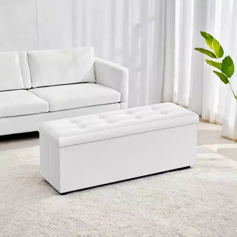 Panca Contenitore Pieghevole da 109 cm con Coperchio