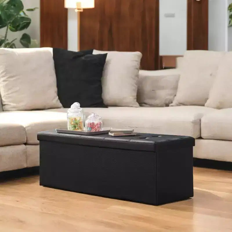 Panca Contenitore Pieghevole da 109 cm con Coperchio