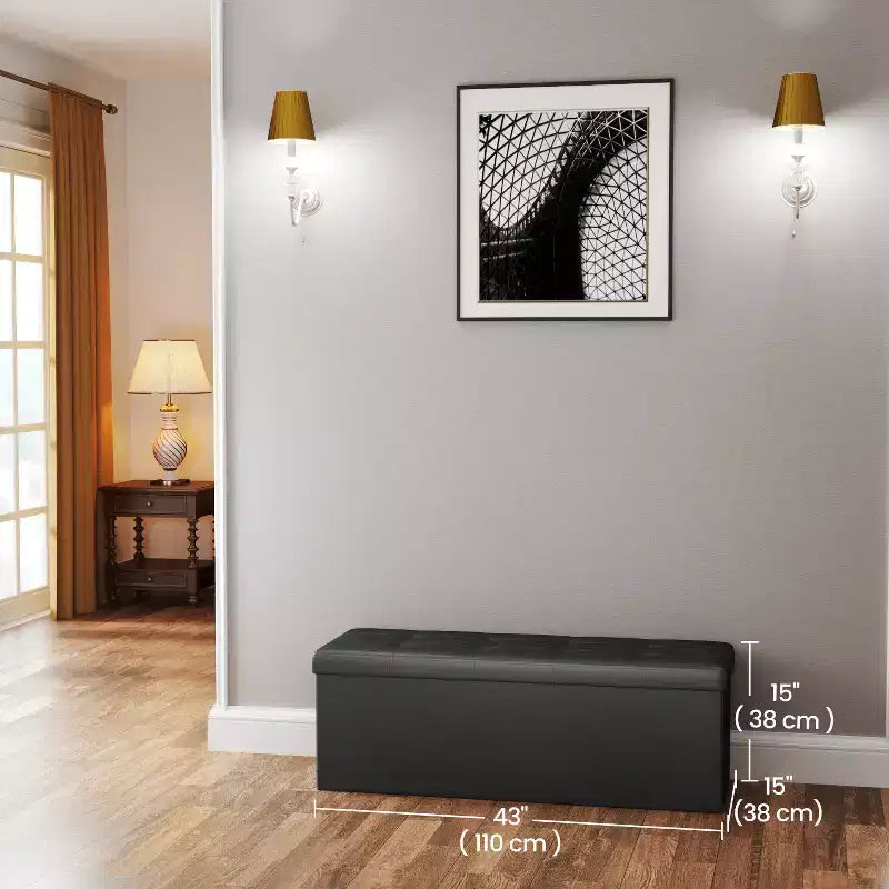 Panca Contenitore Pieghevole da 109 cm con Coperchio