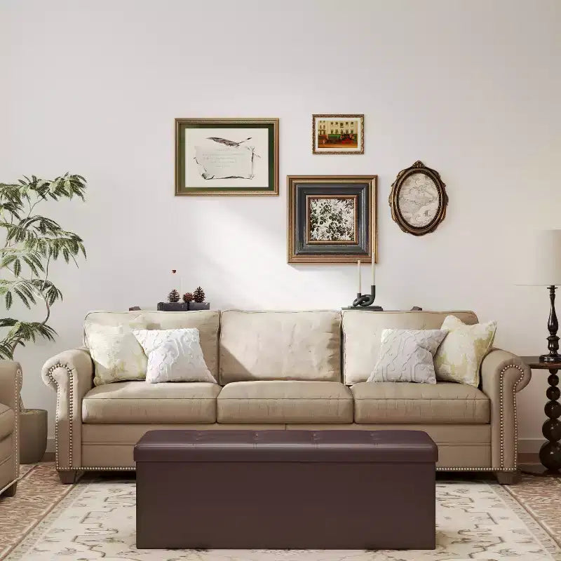 Panca Contenitore Pieghevole da 109 cm con Coperchio