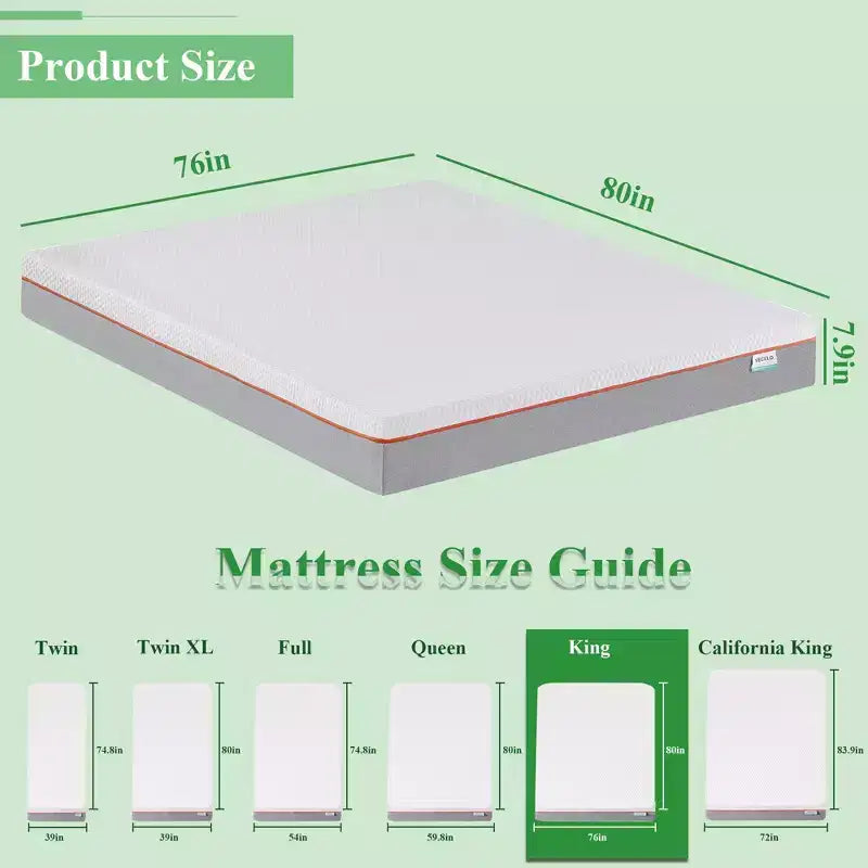 Materasso in memory foam da 8 pollici – Rigidità media, varie misure