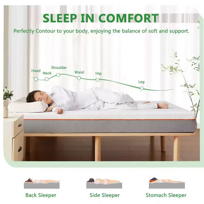 Materasso in memory foam da 8 pollici – Rigidità media, varie misure