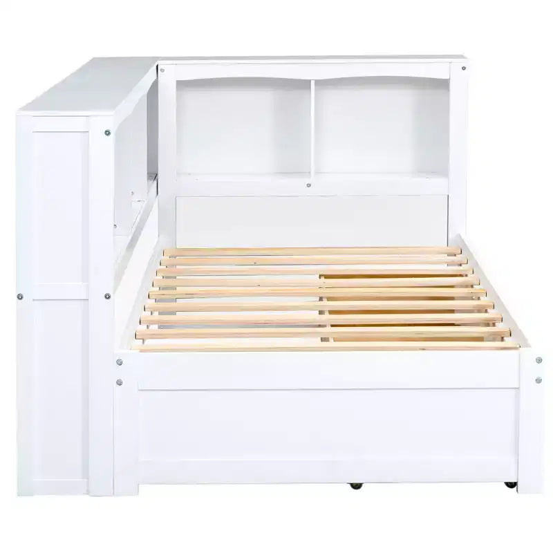 Divano Letto Singolo con Cassetti Contenitori, Armadietti Laterali e Porte di Ricarica USB
