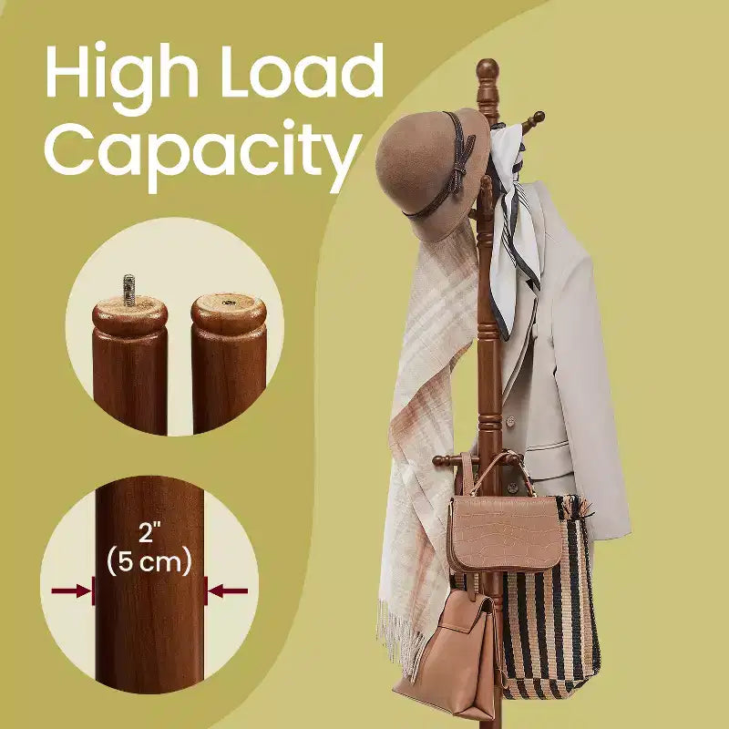 Appendiabiti da terra con 10 ganci – Legno massiccio, altezza 179 cm