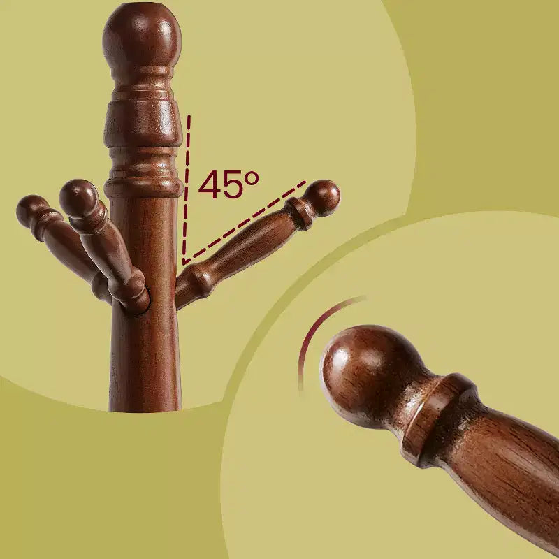 Appendiabiti da terra con 10 ganci – Legno massiccio, altezza 179 cm