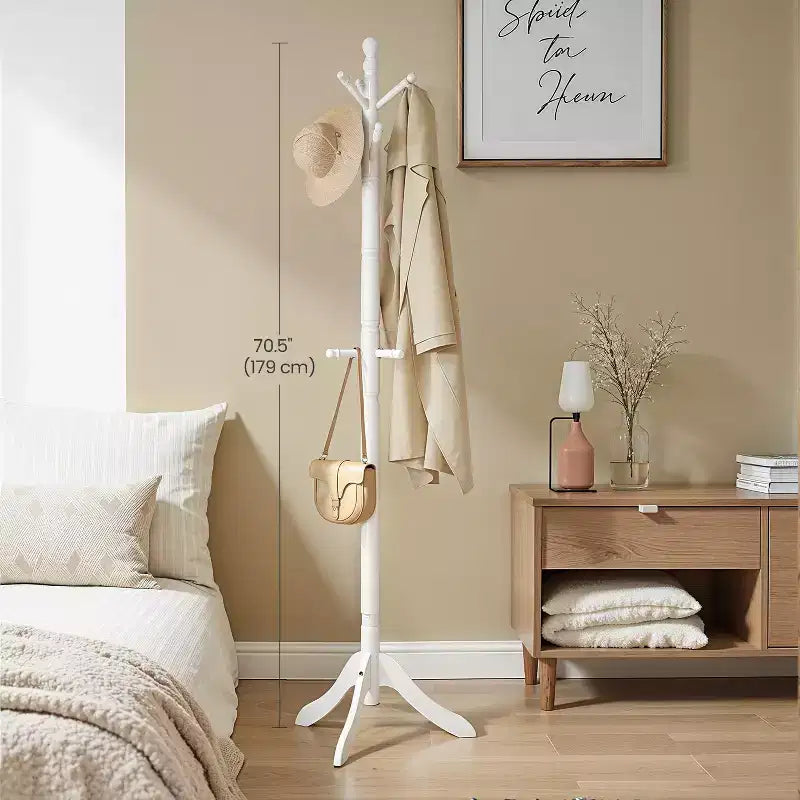 Appendiabiti da terra con 10 ganci – Legno massiccio, altezza 179 cm
