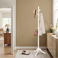 Solid Wood Coat Rack and Stand, Free Standing Hall Coat Tree with 10 Hooks for Hats, Bags, Purses, for Entryway, Hallway, Rubberwood