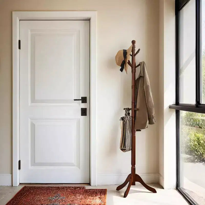 Appendiabiti da terra con 10 ganci – Legno massiccio, altezza 179 cm