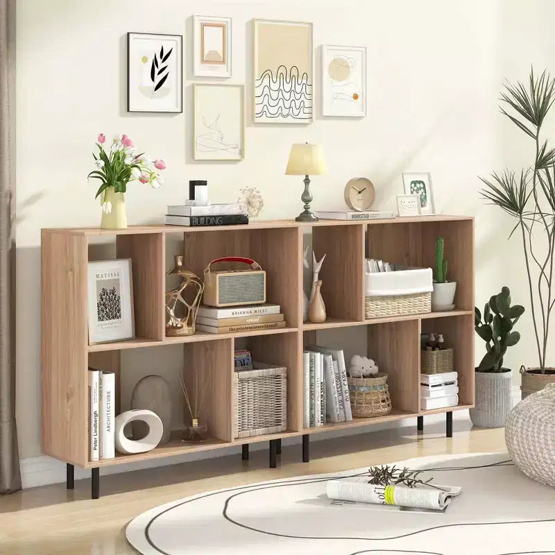 Libreria aperta – Mobile contenitore a 3 ripiani e 4 scomparti con gambe in metallo (Naturale/Bianco/Nero)
