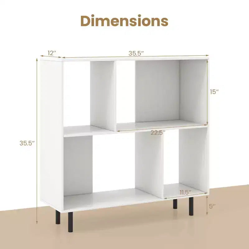 Libreria aperta – Mobile contenitore a 3 ripiani e 4 scomparti con gambe in metallo (Naturale/Bianco/Nero)