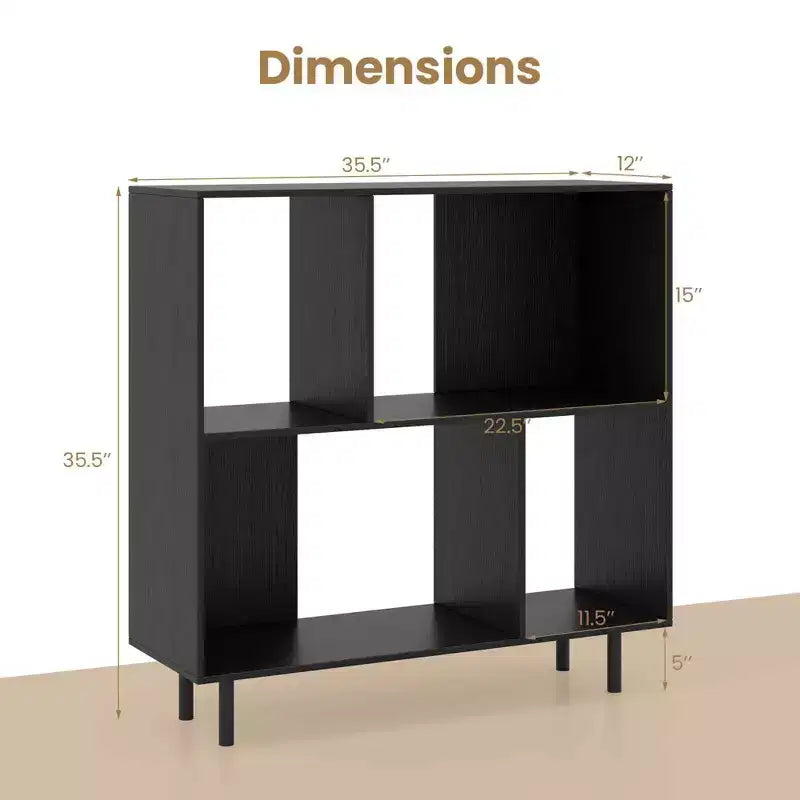 Libreria aperta – Mobile contenitore a 3 ripiani e 4 scomparti con gambe in metallo (Naturale/Bianco/Nero)