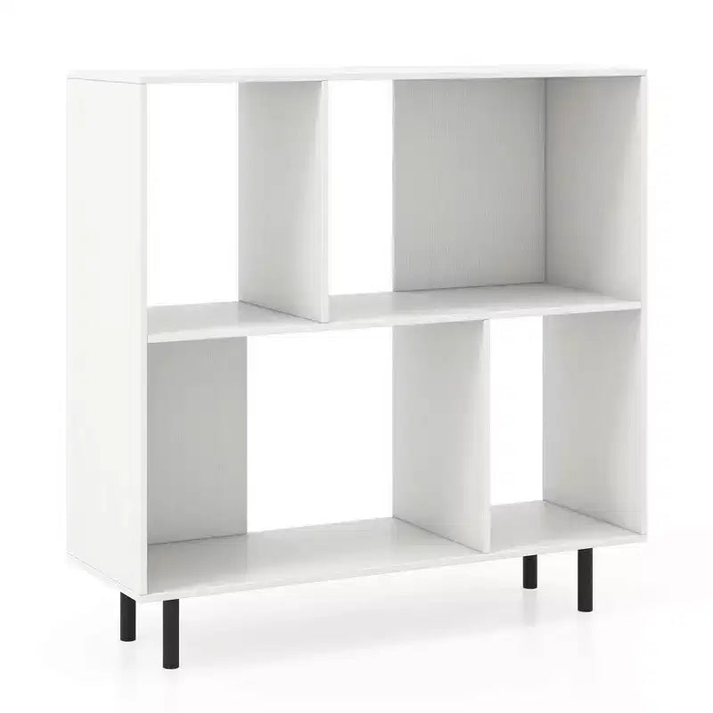 Libreria aperta – Mobile contenitore a 3 ripiani e 4 scomparti con gambe in metallo (Naturale/Bianco/Nero)