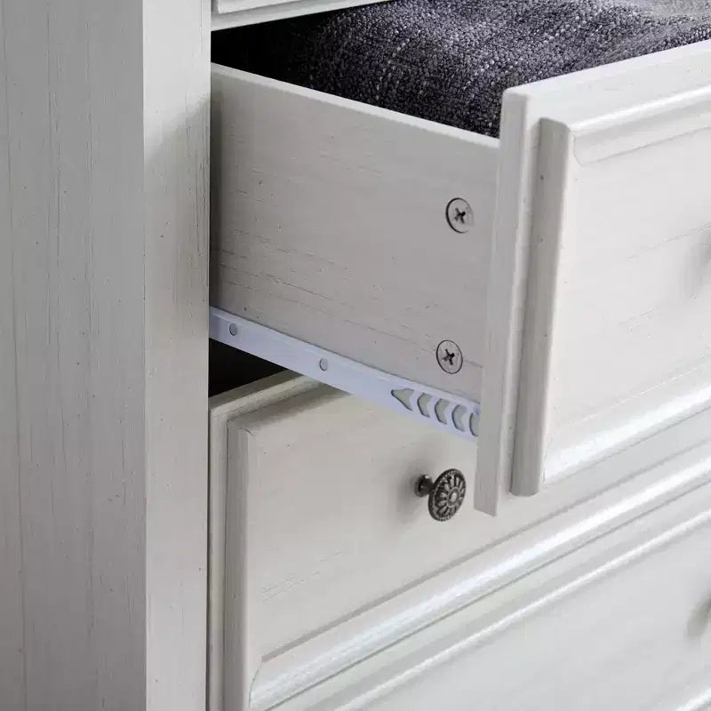 Cassettiera accentata beige a 5 cassetti, altezza 44.3 pollici