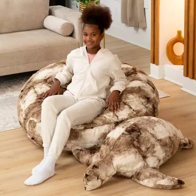 Shelly la Tartaruga, Grande Peluche Animale Marino Sacchetto di Fagioli e Pouf per Bambini