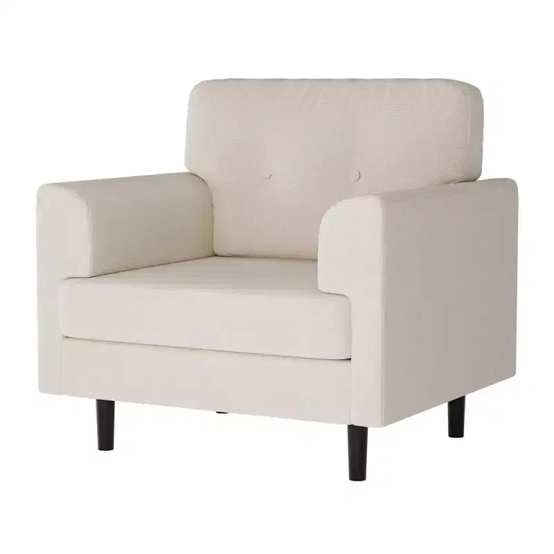 Poltrona imbottita in lino da 96 cm con braccioli