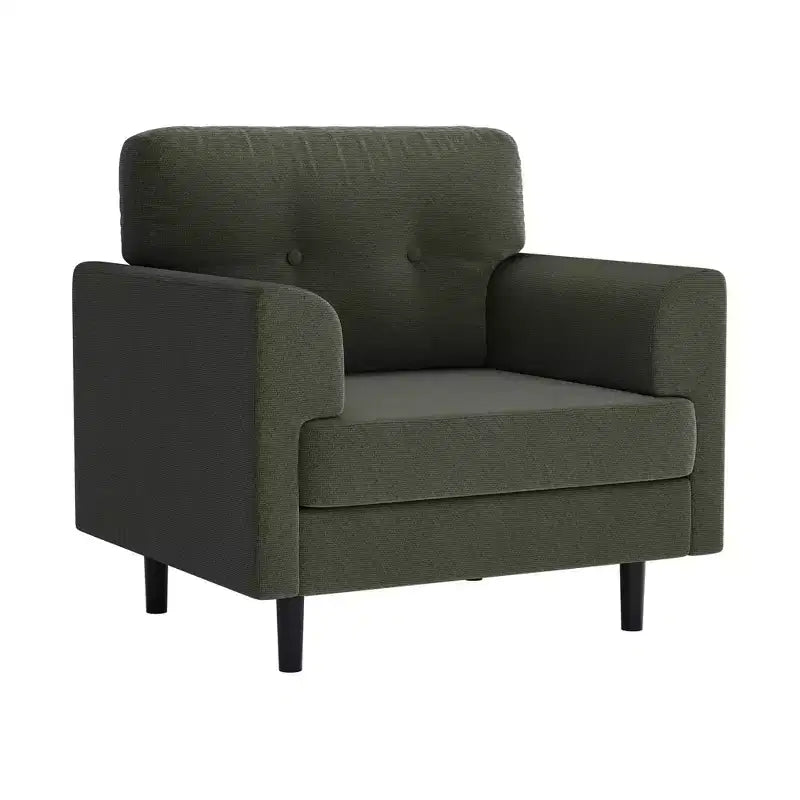Poltrona imbottita in lino da 96 cm con braccioli