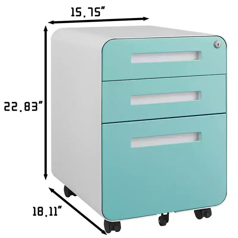 Cassettiera porta documenti mobile a 3 cassetti con serratura – Cassettiera porta documenti con ruote da scrivania per ufficio domestico