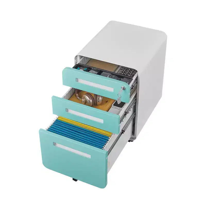 Cassettiera porta documenti mobile a 3 cassetti con serratura – Cassettiera porta documenti con ruote da scrivania per ufficio domestico