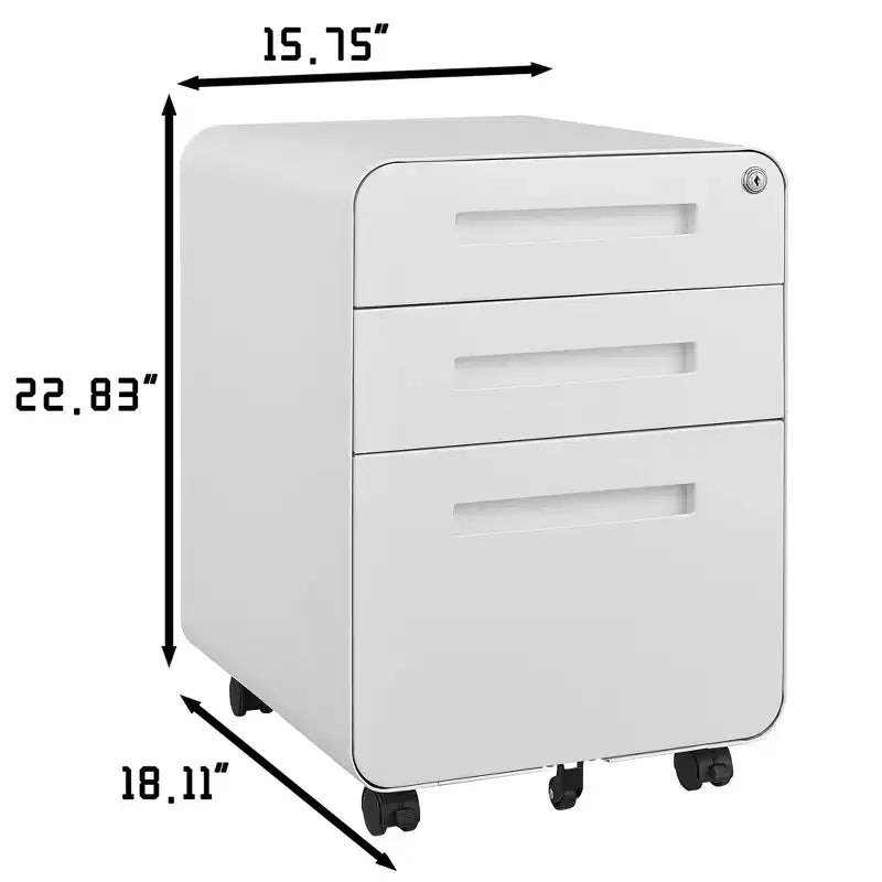 Cassettiera porta documenti mobile a 3 cassetti con serratura – Cassettiera porta documenti con ruote da scrivania per ufficio domestico