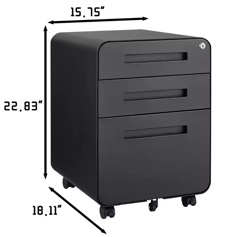 Cassettiera porta documenti mobile a 3 cassetti con serratura – Cassettiera porta documenti con ruote da scrivania per ufficio domestico