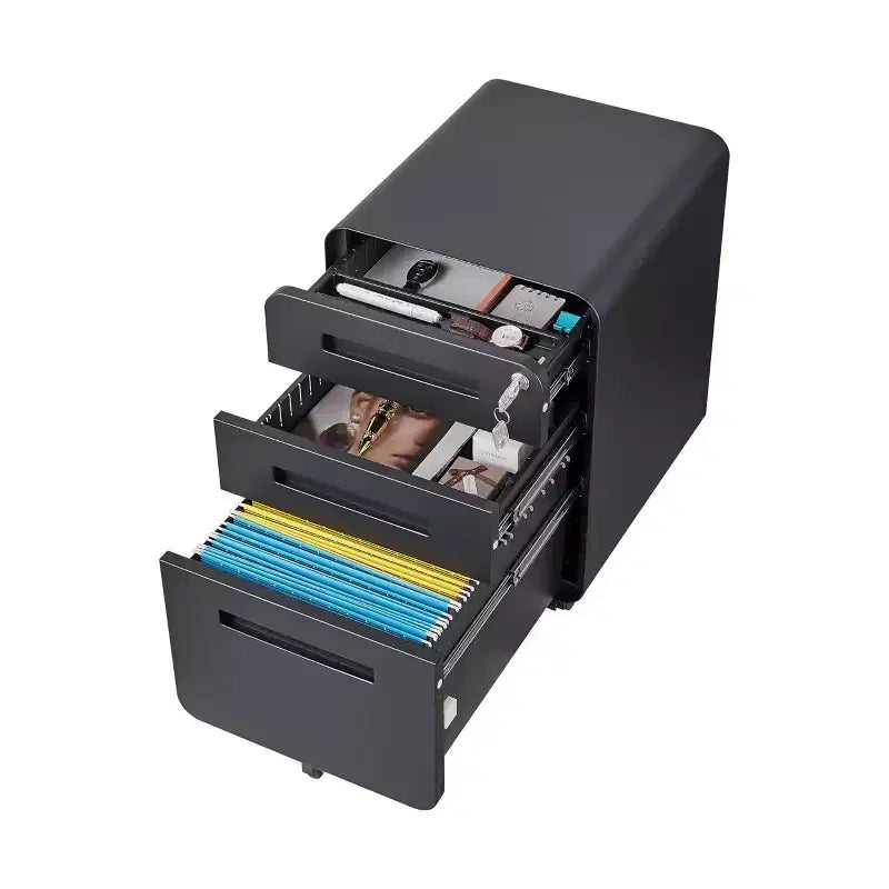Cassettiera porta documenti mobile a 3 cassetti con serratura – Cassettiera porta documenti con ruote da scrivania per ufficio domestico