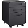 3 Drawer File Cabinet for Home Office, Under Desk Mobile Filing Cabinet with Lock for A4/Letter/Legal Size, 5 Wheel Anti-tilt Rolling File Cabinets