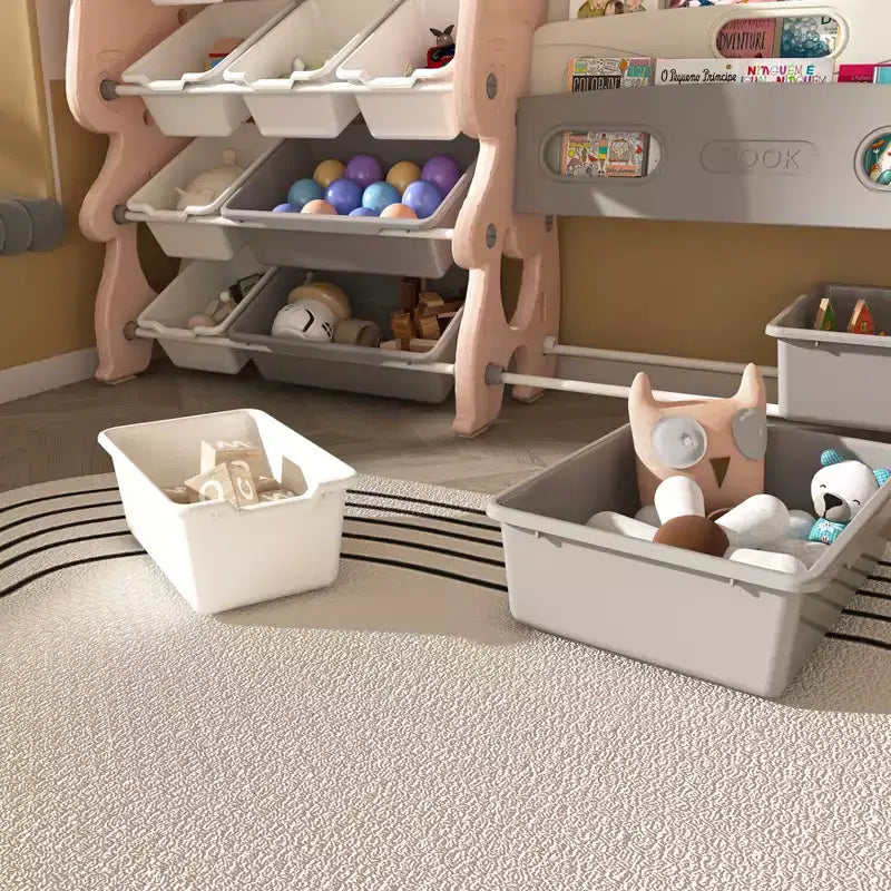 Libreria per bambini a 2 ripiani con 12 contenitori (rosa)
