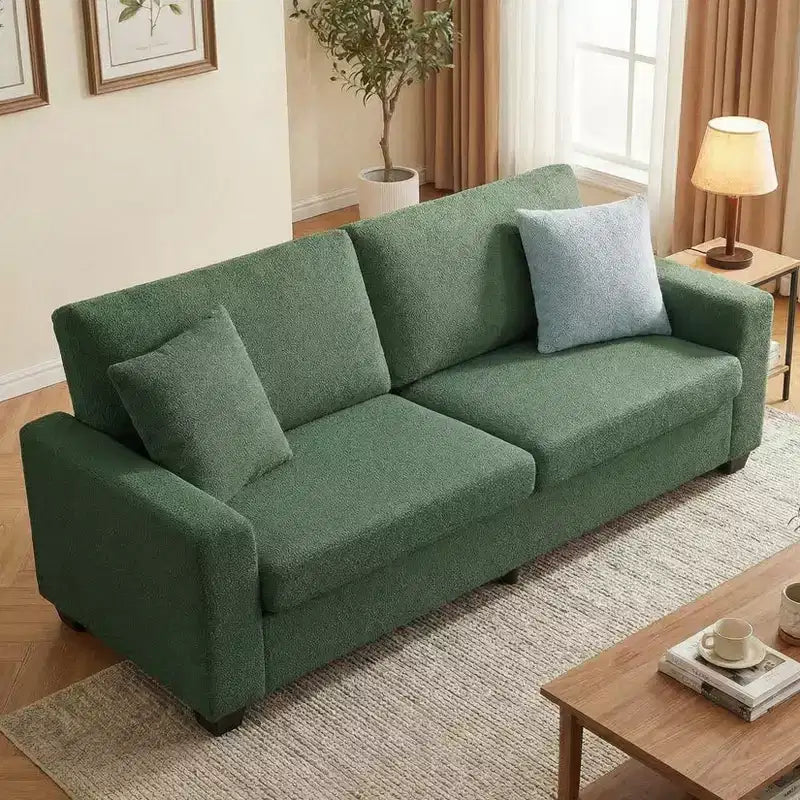Divano a 3 posti da 210 cm con seduta profonda e rivestimento in pile Teddy
