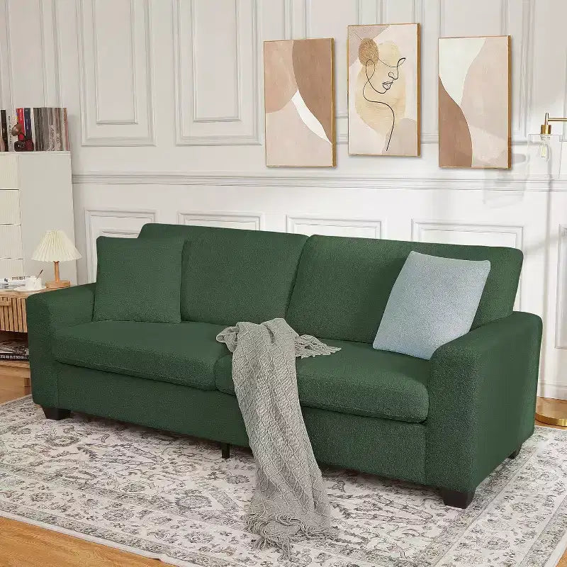 Divano a 3 posti da 210 cm con seduta profonda e rivestimento in pile Teddy