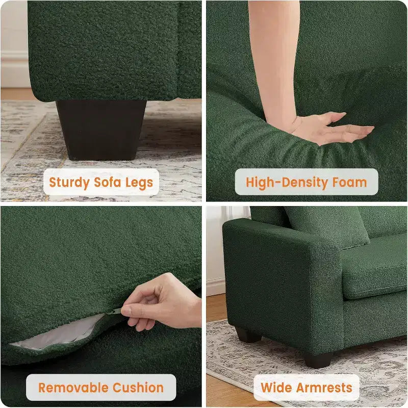 Divano a 3 posti da 210 cm con seduta profonda e rivestimento in pile Teddy