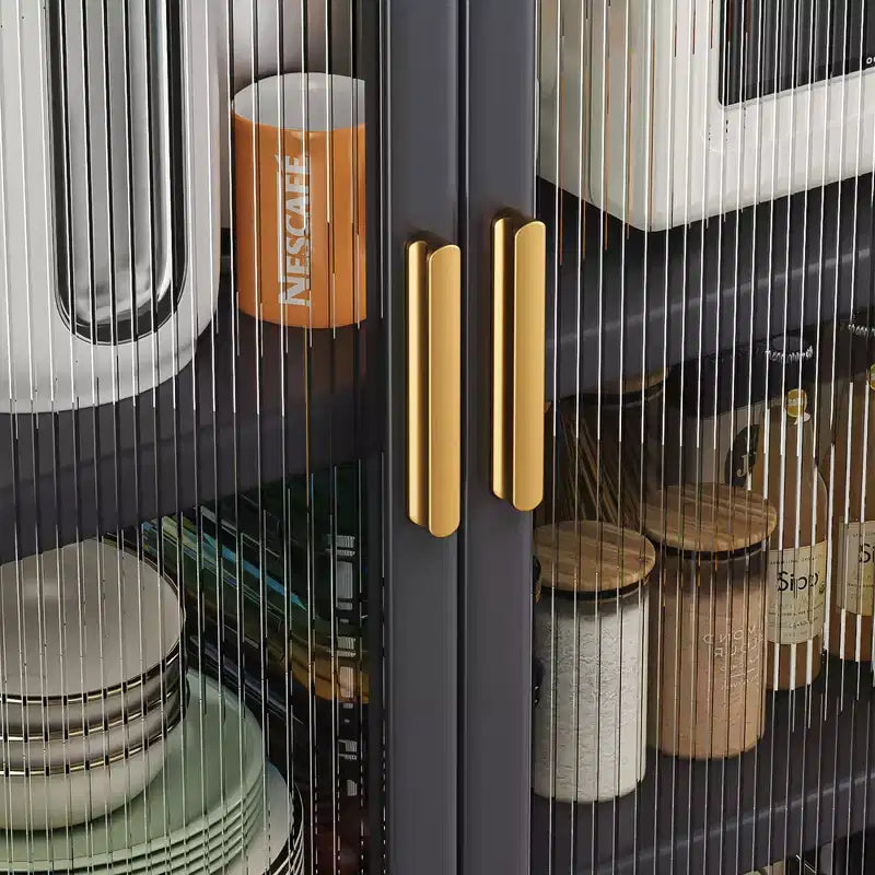 Scaffale da Cucina in Metallo con Ruote e Doppie Ante