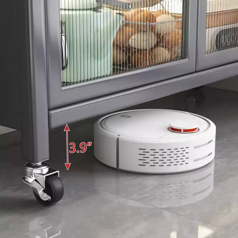 Scaffale da Cucina in Metallo con Ruote e Doppie Ante