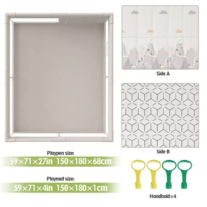 Box per bambini con tappetino – Box pieghevole da 150x180 cm per neonati e bambini piccoli, per uso interno ed esterno