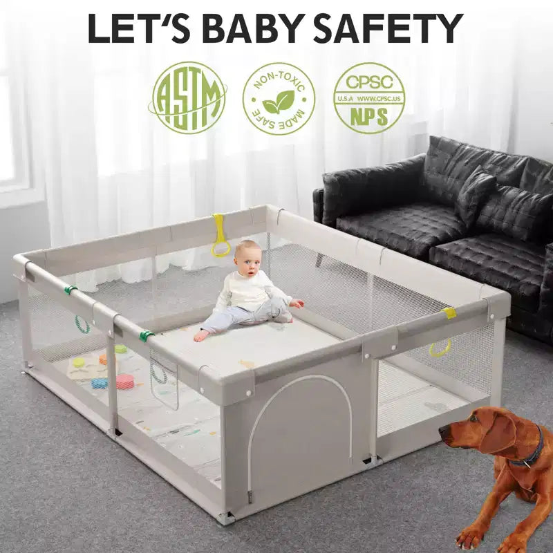 Box per bambini con tappetino – Box pieghevole da 150x180 cm per neonati e bambini piccoli, per uso interno ed esterno