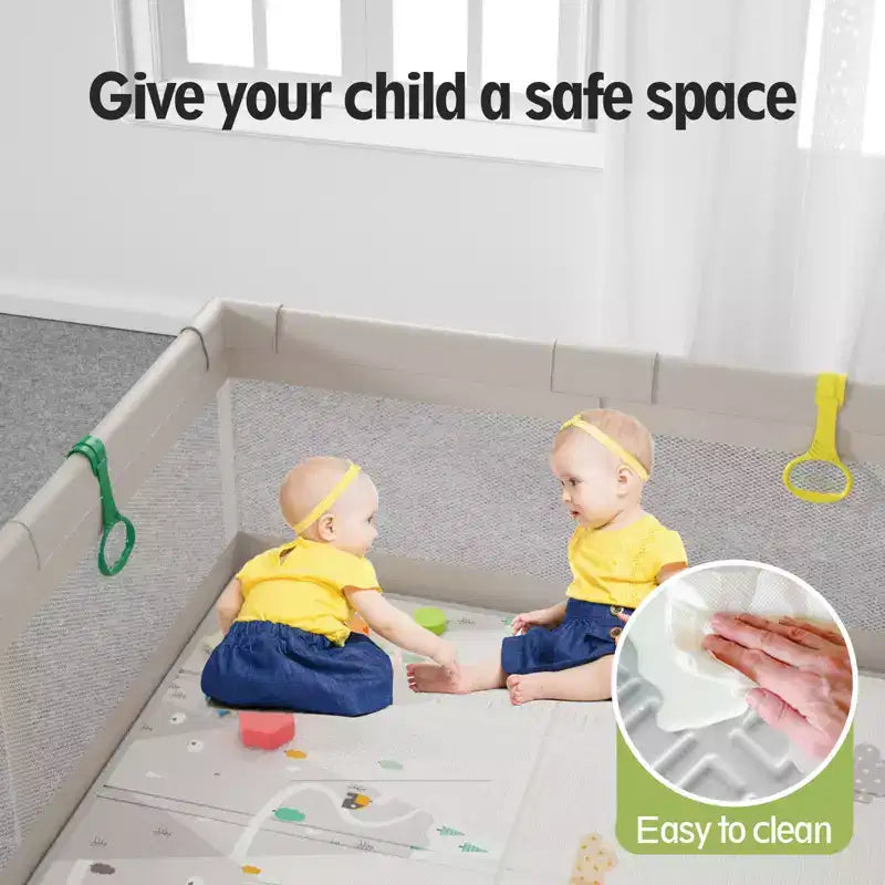 Box per bambini con tappetino – Box pieghevole da 150x180 cm per neonati e bambini piccoli, per uso interno ed esterno